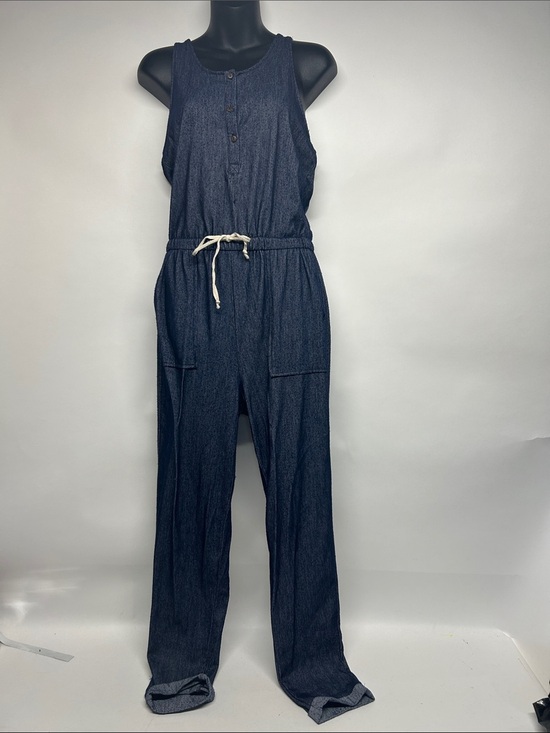 Yado Pants - Sleeveless Navy Denim colored Jumpsuit with Drawstring Waist med soft